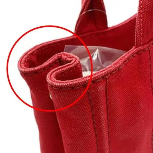 Prada Canvas Tote Canapa Tote Bag Red - Picture 7 of 13